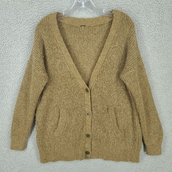Free People Sweater Womens Xl Brown Cardigan V Neck Long Sleeve - Picture 1 of 8